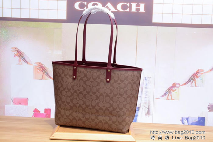 COACH蔻馳 新款 F31500 大字母雙面托特包 單肩手提女包  Chz1431